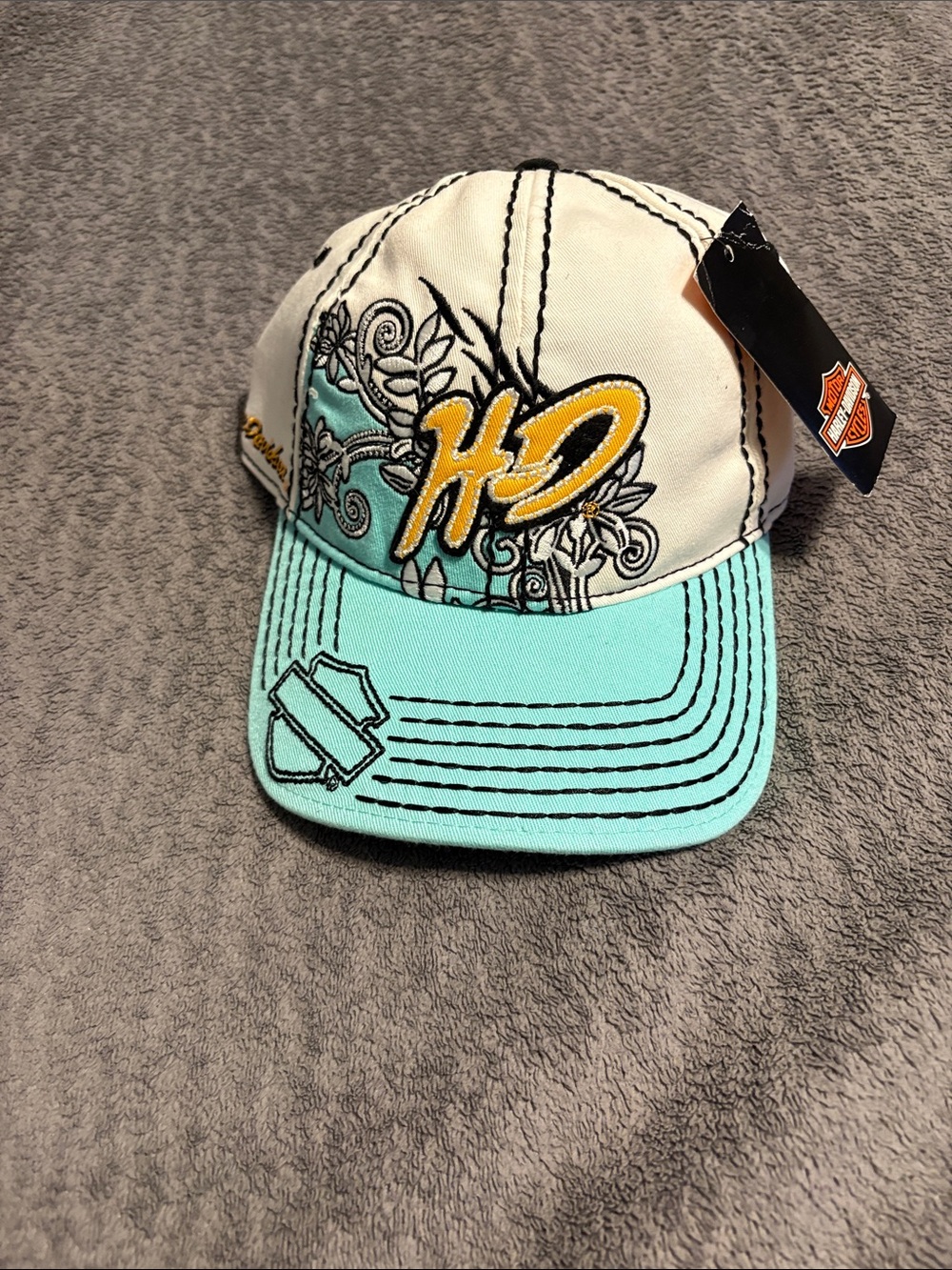 Harley-Davidson Kids Teal, White and Yellow H2 Embroidered Cap